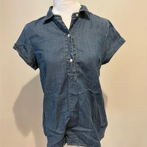 J. Crew Chambray Short Sleeve Popover Shirt
